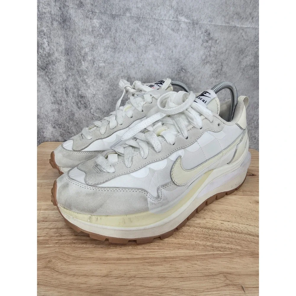 Nike x Sacai VaporWaffle Sneakers Mens 8 White Sail Gum Leather Shoes DD1875-100